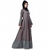 Polka dotted full flare abaya- Grey Polka dotted full flare abaya- Grey